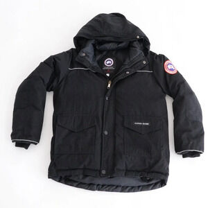 Canada Goose Black Zip  Up Puffer Lined With Duck Down Kids Lynx Parka Jacket